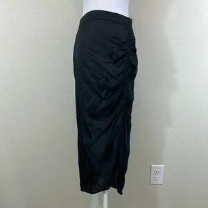 Raquel Allegra black gathered slit maxi skirt size 0